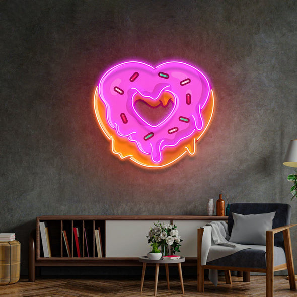 Heart Shaped Donut LED Neon Sign Light Pop Art