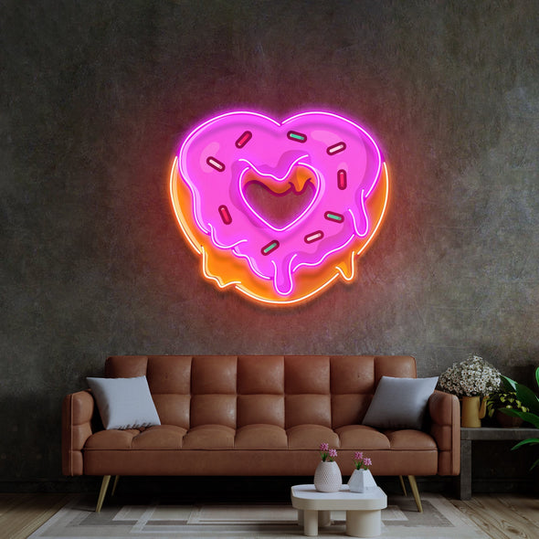 Heart Shaped Donut LED Neon Sign Light Pop Art