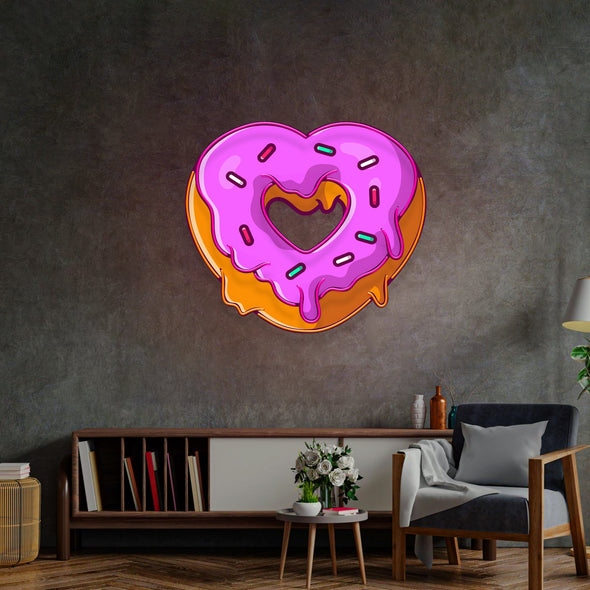 Heart Shaped Donut LED Neon Sign Light Pop Art