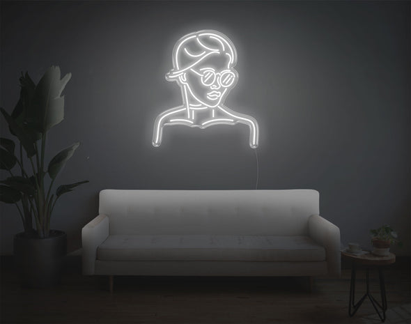 Girl With Glass LED Neon Sign